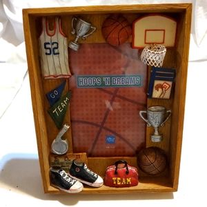 Hoops and Dreams Basketball 3D Shadowbox Frame #52 Handpainted 6.25"X8.25" Decor